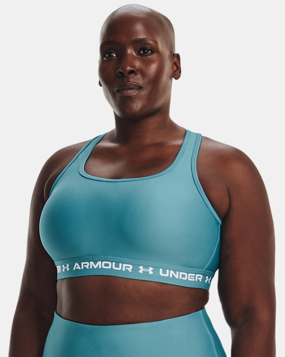 Women's Armour® Mid Crossback Sports Bra, Blue, pdpMainDesktop image number 0